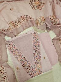 Linen with Hand Knot Work Unstitched Salwar - Lavender