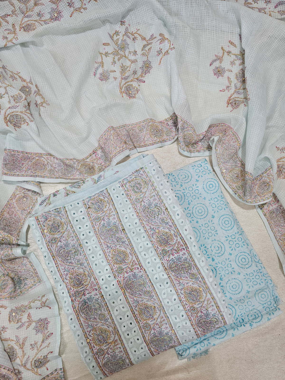 Soft Cotton Unstitched Salwar - Blue