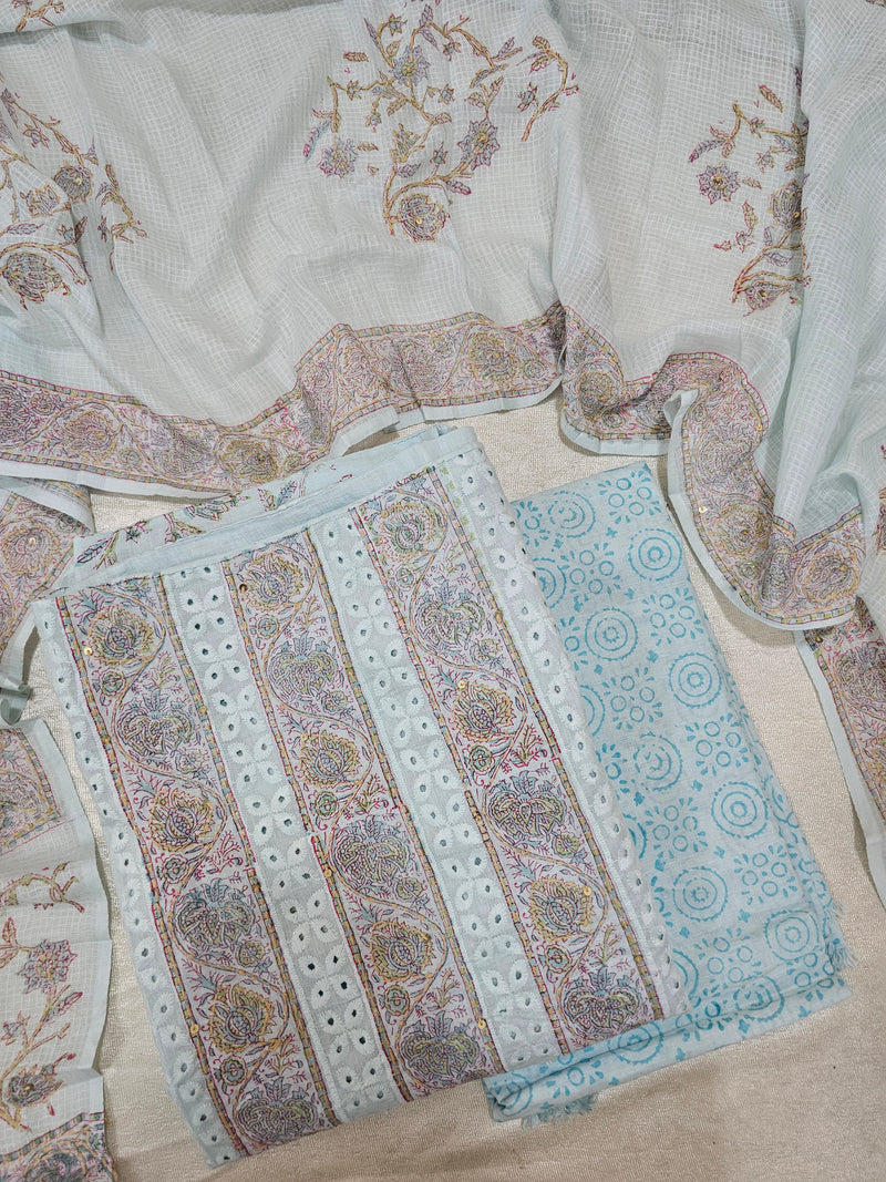 Soft Cotton Unstitched Salwar - Blue