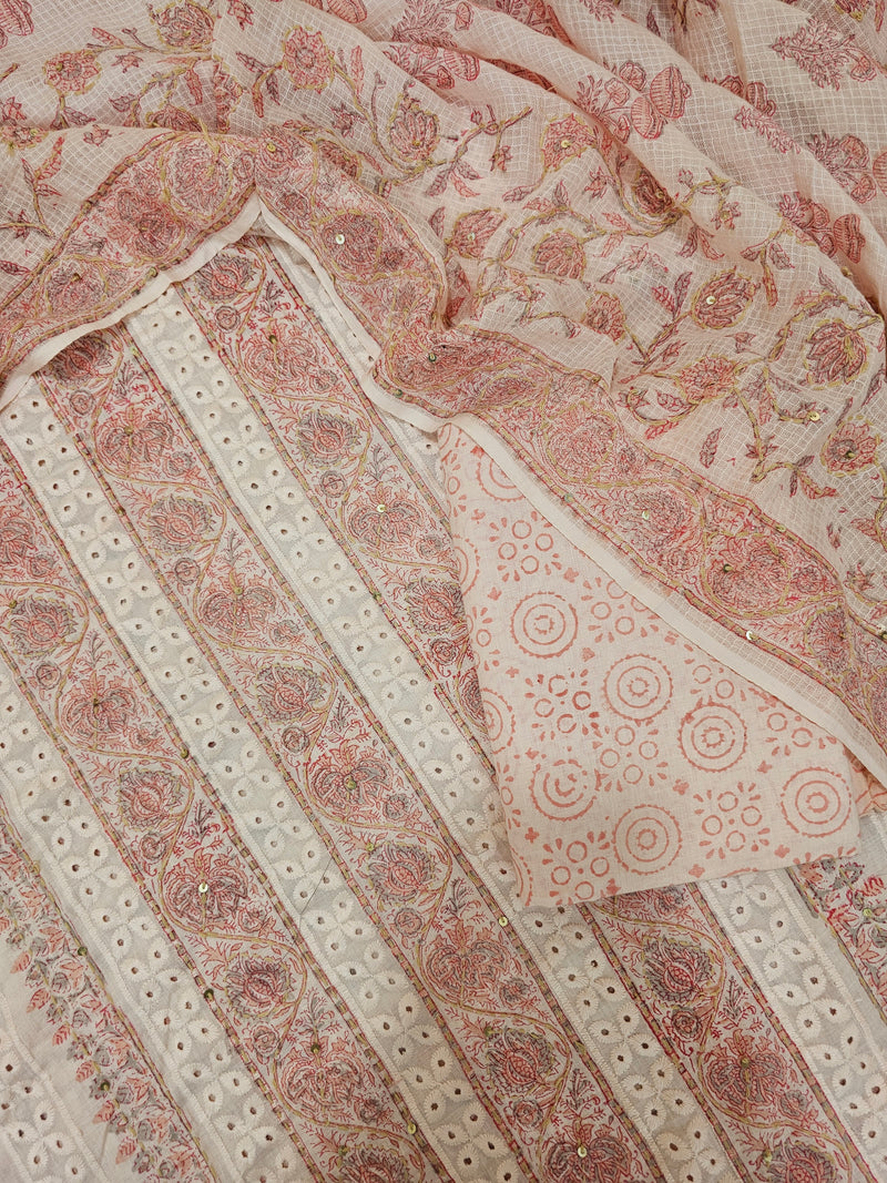 Soft Cotton Unstitched Salwar - Peach