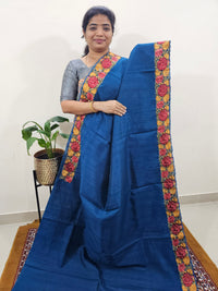 Semi Tussar with Multi Thread Heavy Emboridery Saree - Peacock Blue