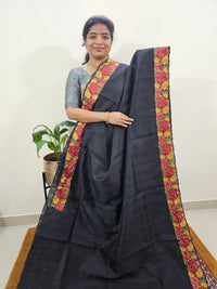 Semi Tussar with Multi Thread Heavy Emboridery Saree - Black