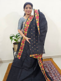 Semi Tussar with Multi Thread Heavy Emboridery Saree - Black