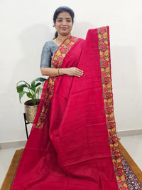 Semi Tussar with Multi Thread Heavy Emboridery Saree - Red