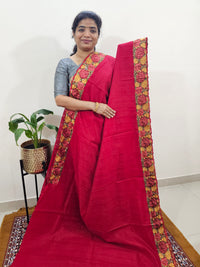 Semi Tussar with Multi Thread Heavy Emboridery Saree - Red