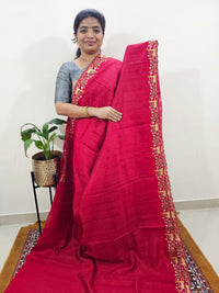 Semi Tussar with Multi Thread Heavy Emboridery Saree - Red