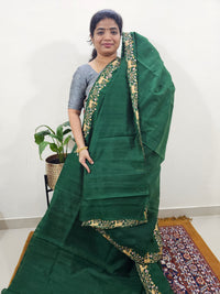 Semi Tussar with Multi Thread Heavy Emboridery Saree - Bottle Green
