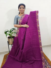 Semi Tussar with Multi Thread Heavy Emboridery Saree -  Magenta Pink