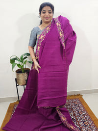 Semi Tussar with Multi Thread Heavy Emboridery Saree -  Magenta Pink