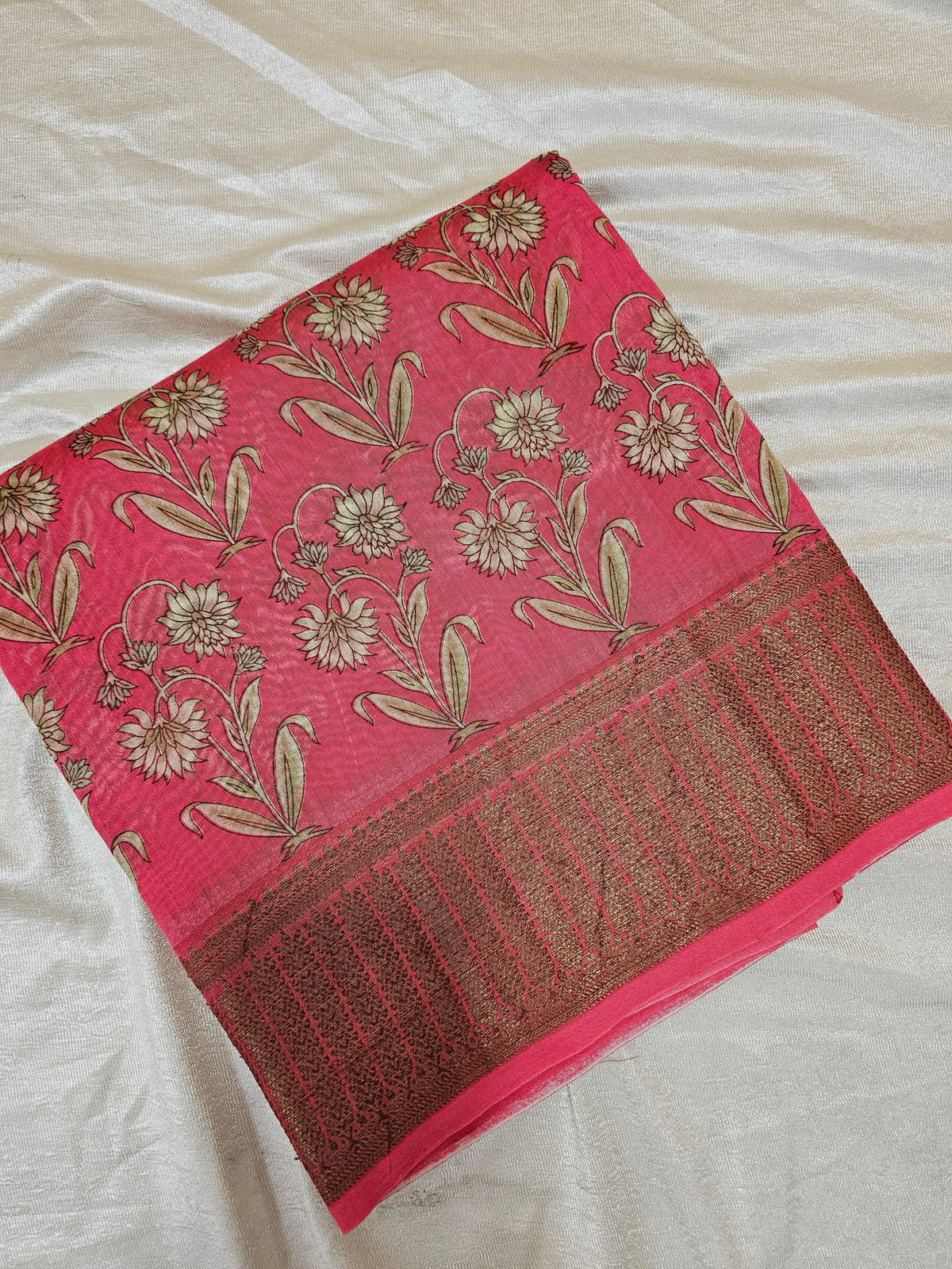 Pure Chanderi Butter Silk - Peach