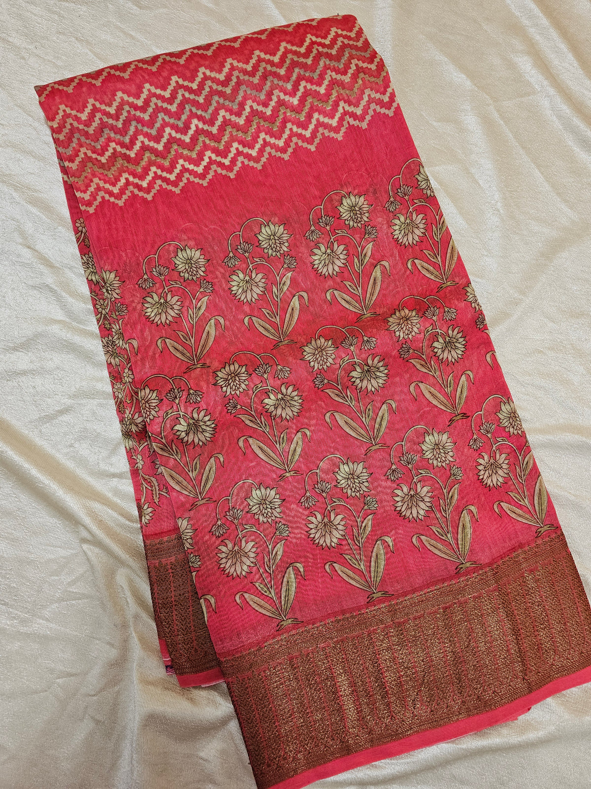 Pure Chanderi Butter Silk - Peach