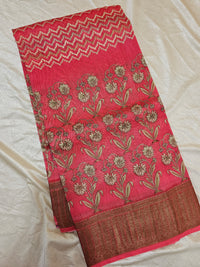 Pure Chanderi Butter Silk - Peach