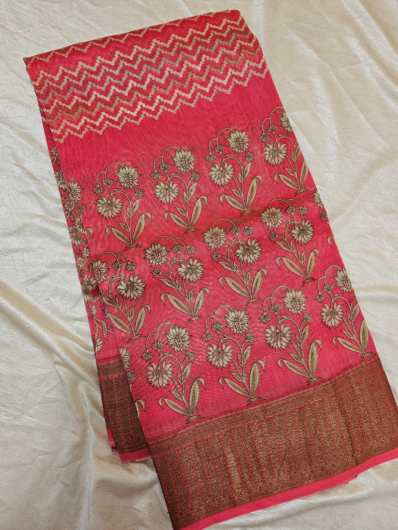 Pure Chanderi Butter Silk - Peach