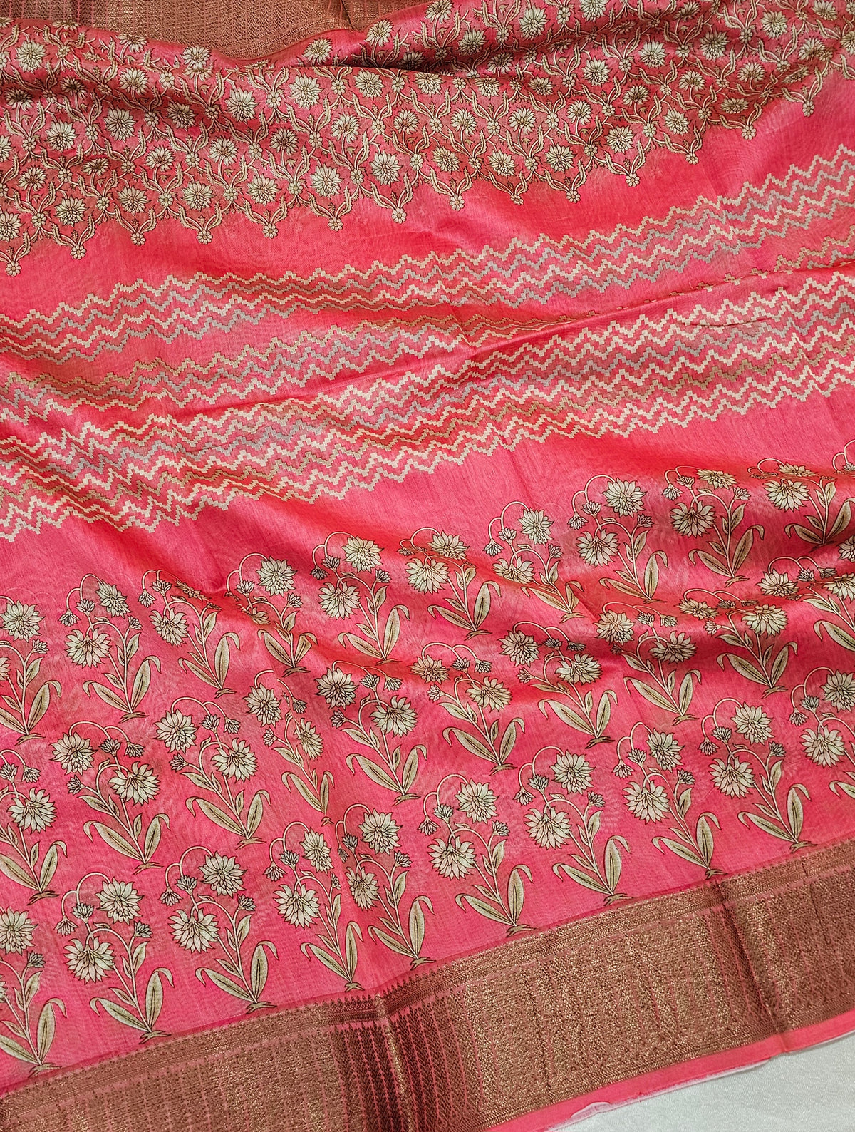 Pure Chanderi Butter Silk - Peach