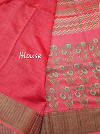Pure Chanderi Butter Silk - Peach