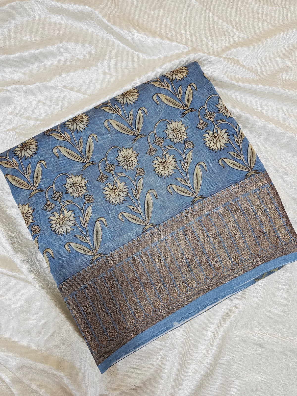 Pure Chanderi Butter Silk - Blue