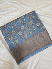 Pure Chanderi Butter Silk - Blue