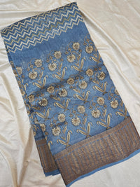 Pure Chanderi Butter Silk - Blue
