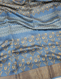 Pure Chanderi Butter Silk - Blue