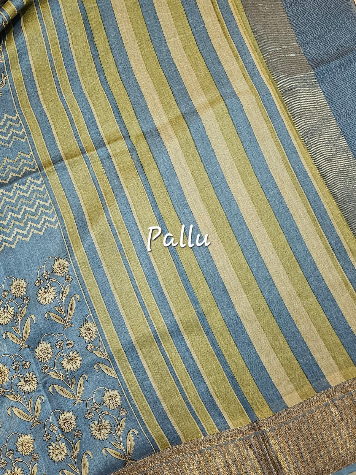 Pure Chanderi Butter Silk - Blue
