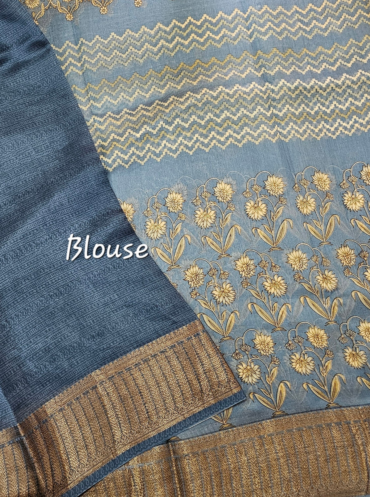Pure Chanderi Butter Silk - Blue