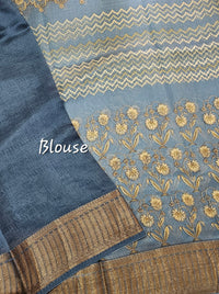Pure Chanderi Butter Silk - Blue