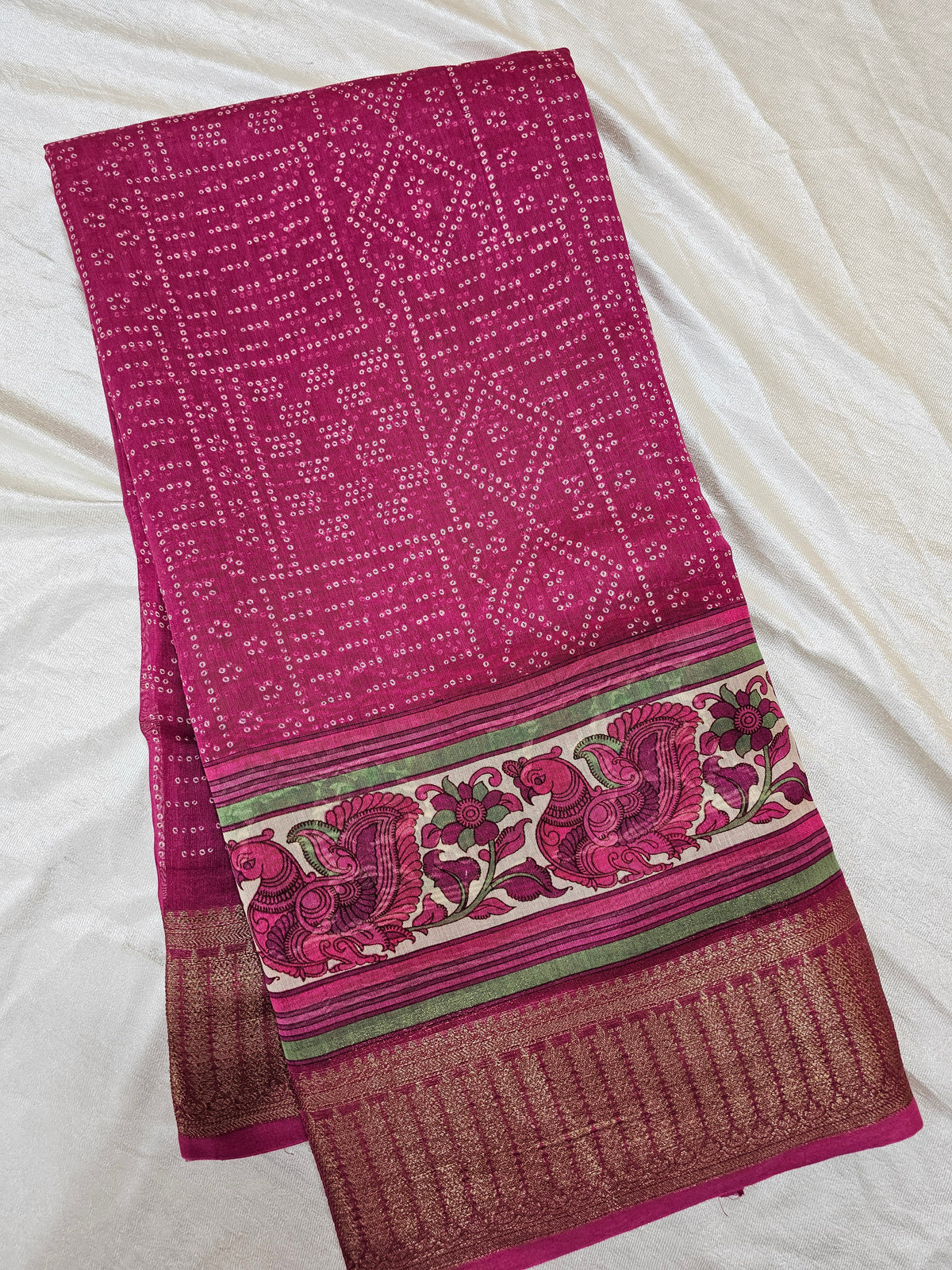 Pure Chanderi Butter Silk - Dark Pink