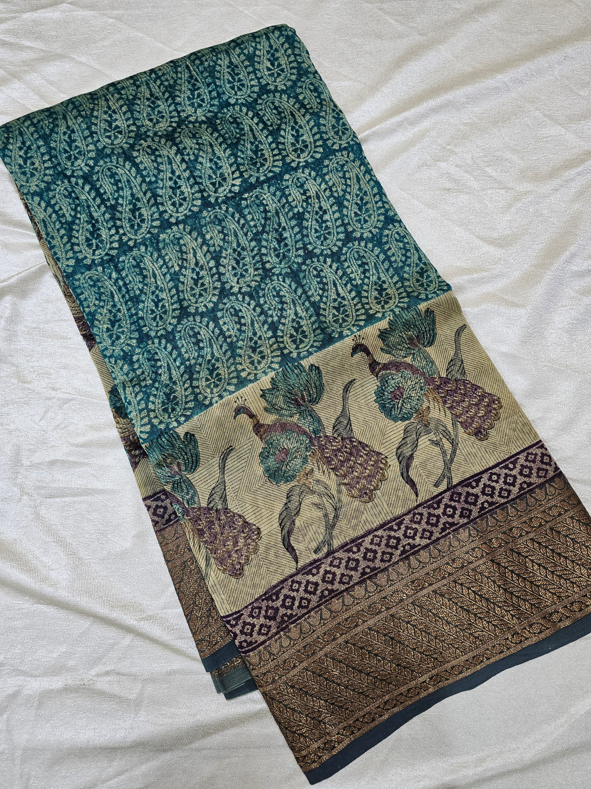 Pure Chanderi Butter Silk - Sea Green