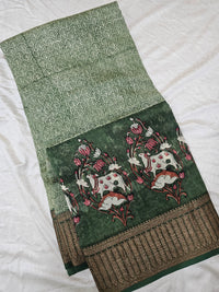 Pure Chanderi Butter Silk - Green