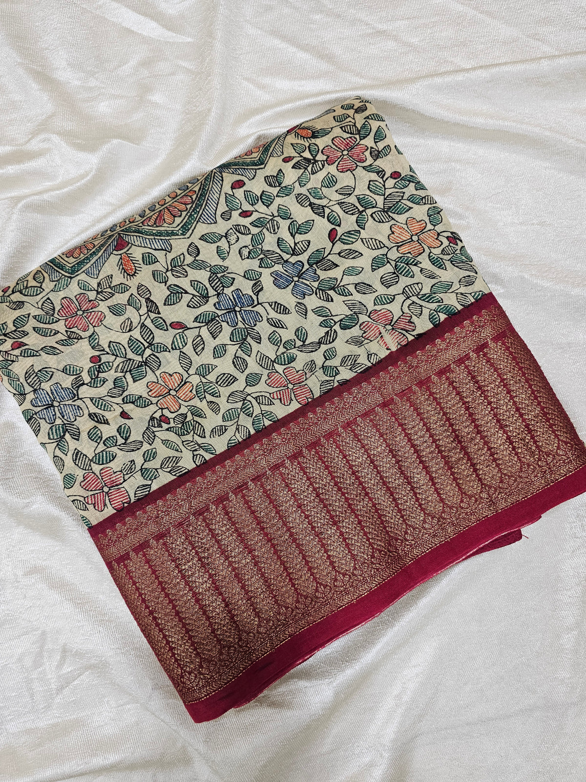 Pure Chanderi Butter Silk - Dark Red