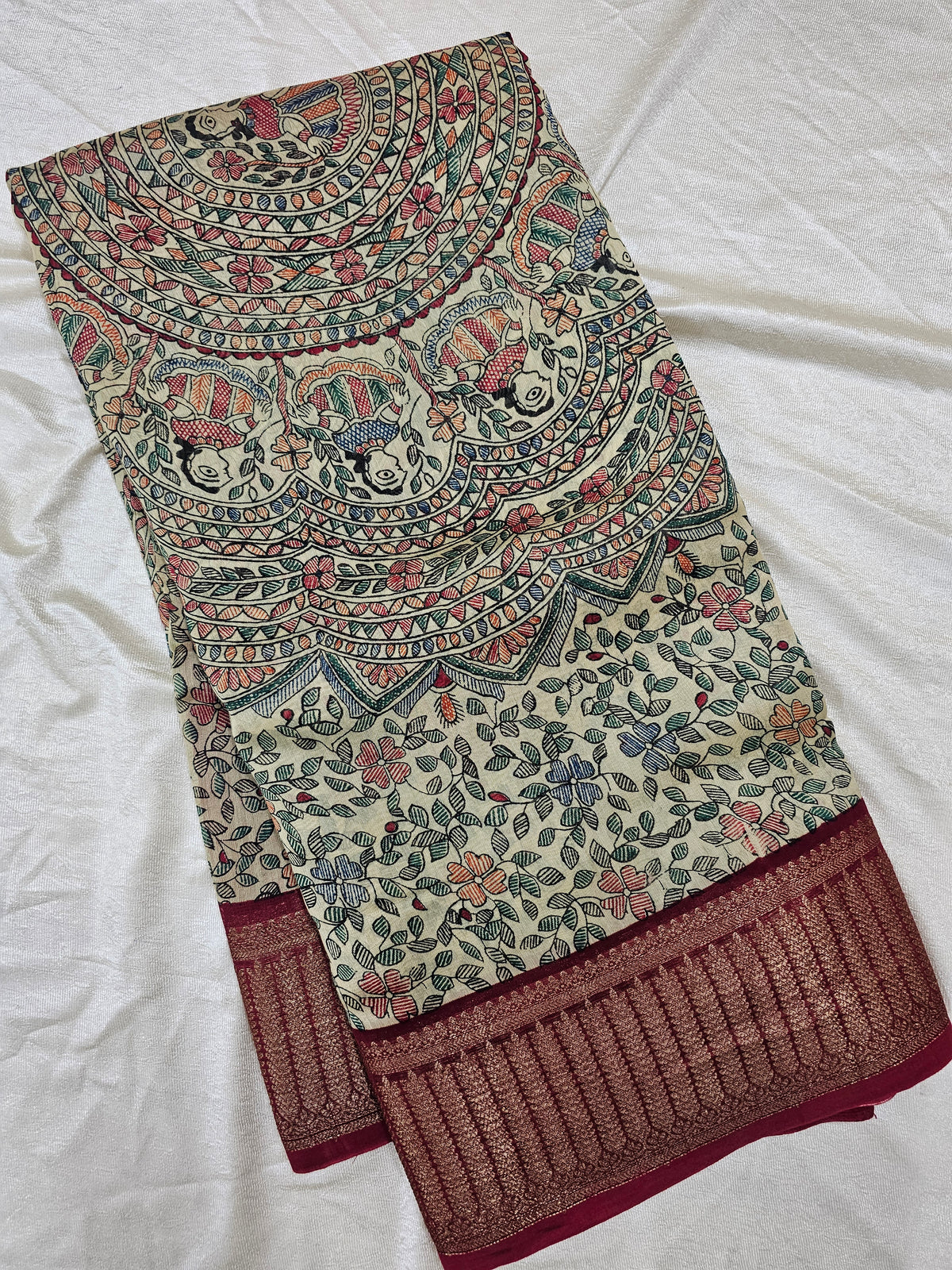 Pure Chanderi Butter Silk - Dark Red