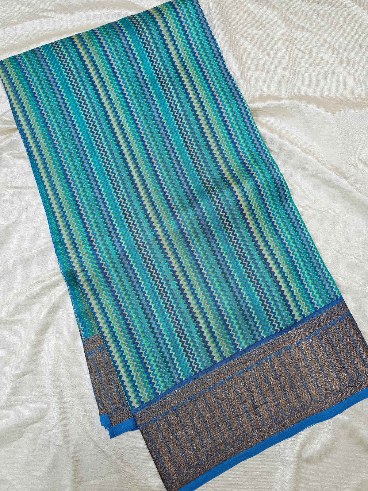 Pure Chanderi Butter Silk - Blue