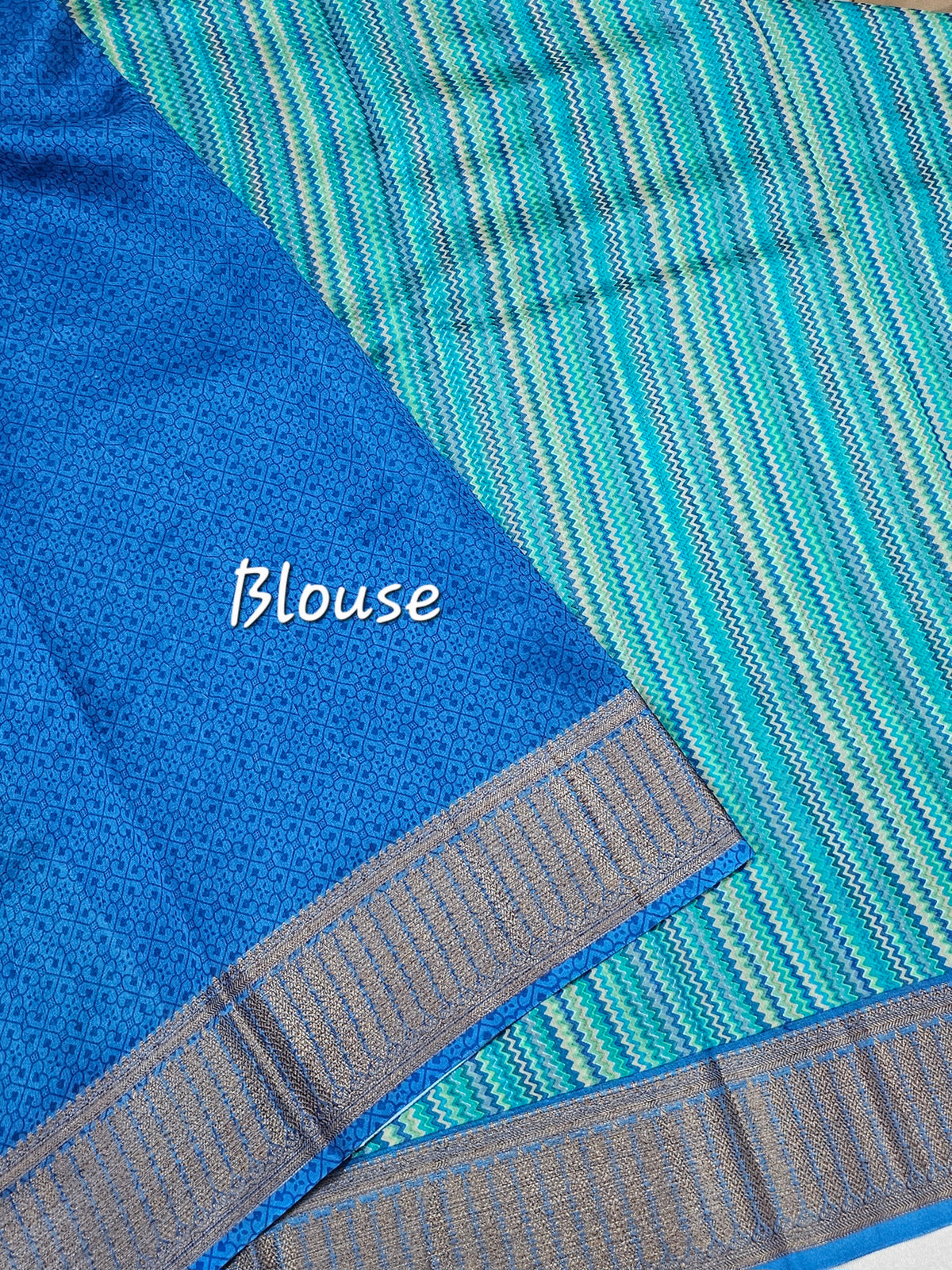 Pure Chanderi Butter Silk - Blue