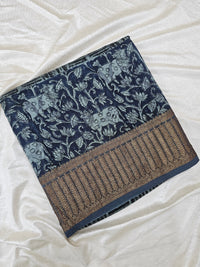 Pure Chanderi Butter Silk - Blue