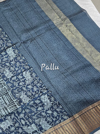 Pure Chanderi Butter Silk - Blue