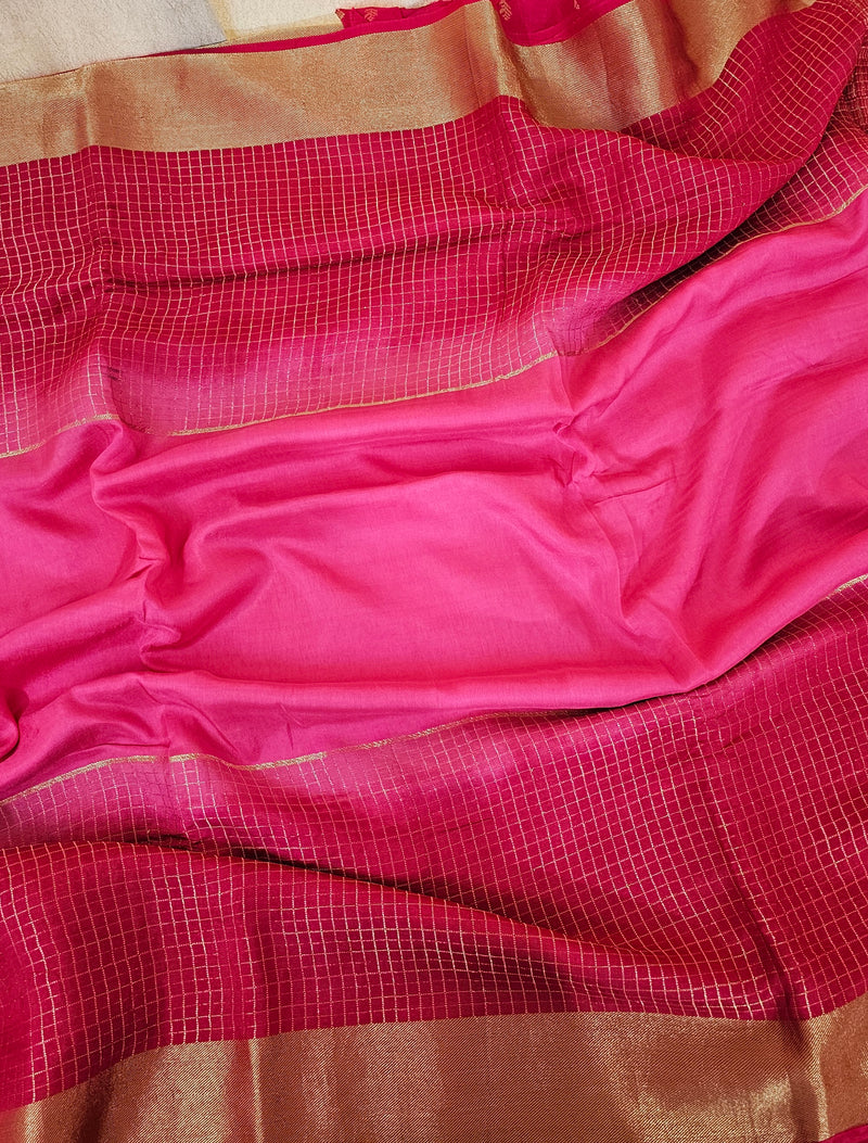 Semi Viscous Crepe Silk Saree - Dark Pink