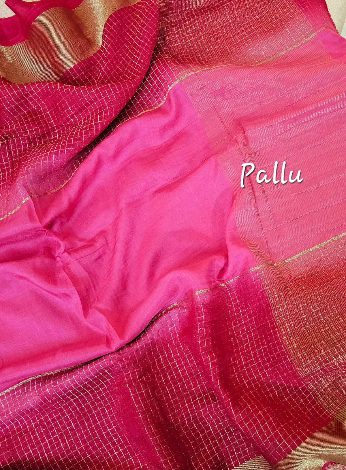 Semi Viscous Crepe Silk Saree - Dark Pink