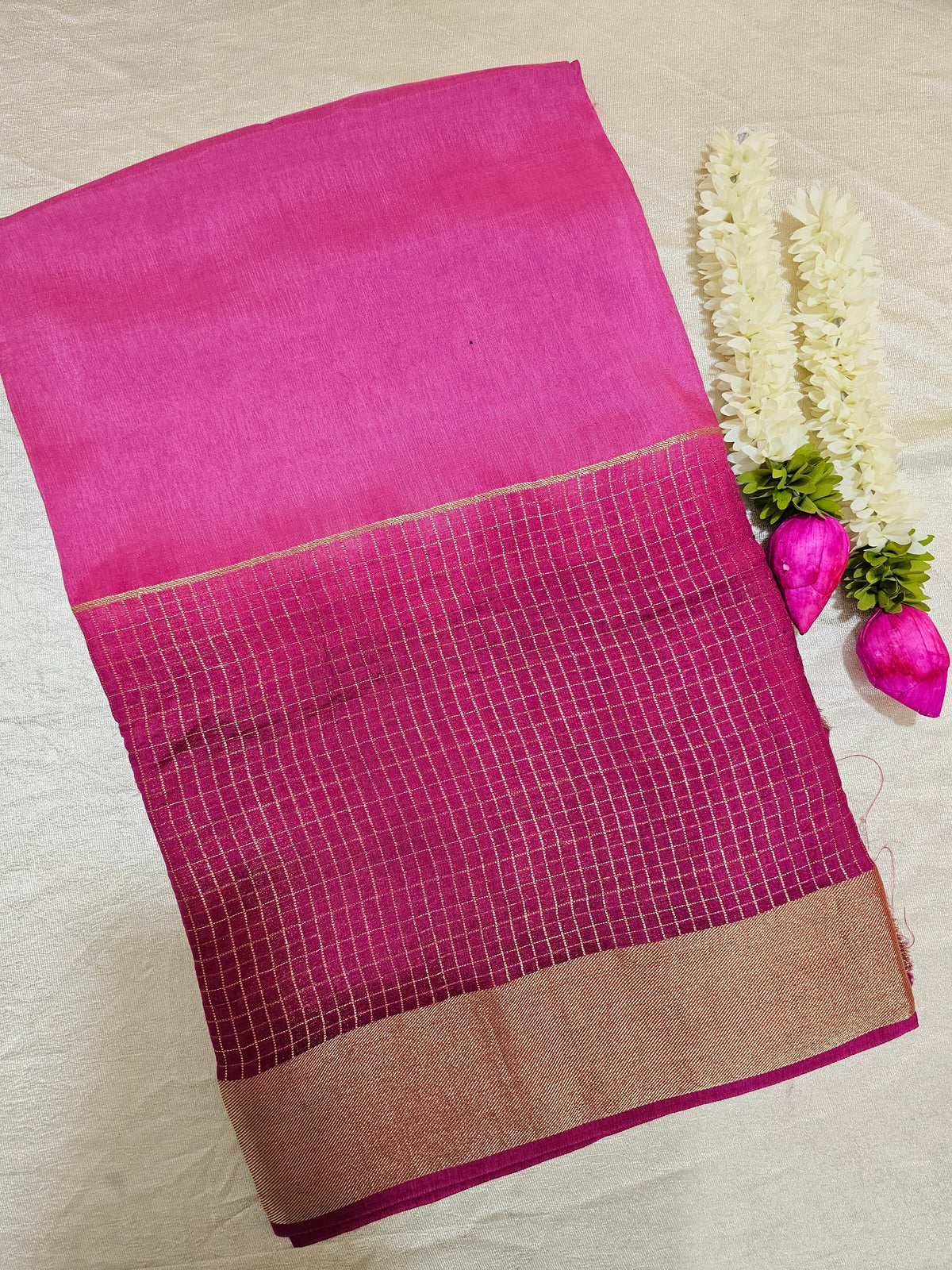 Semi Viscous Crepe Silk Saree - Pink