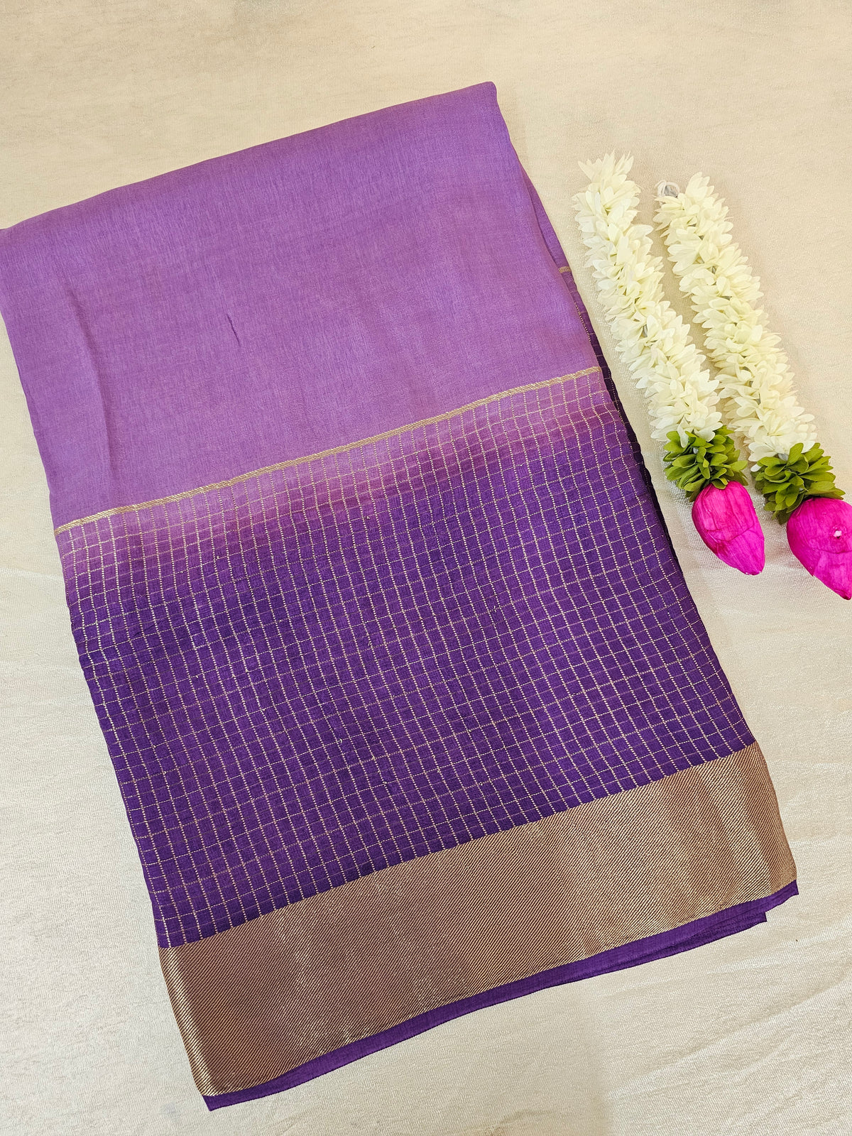 Semi Viscous Crepe Silk Saree - Purple