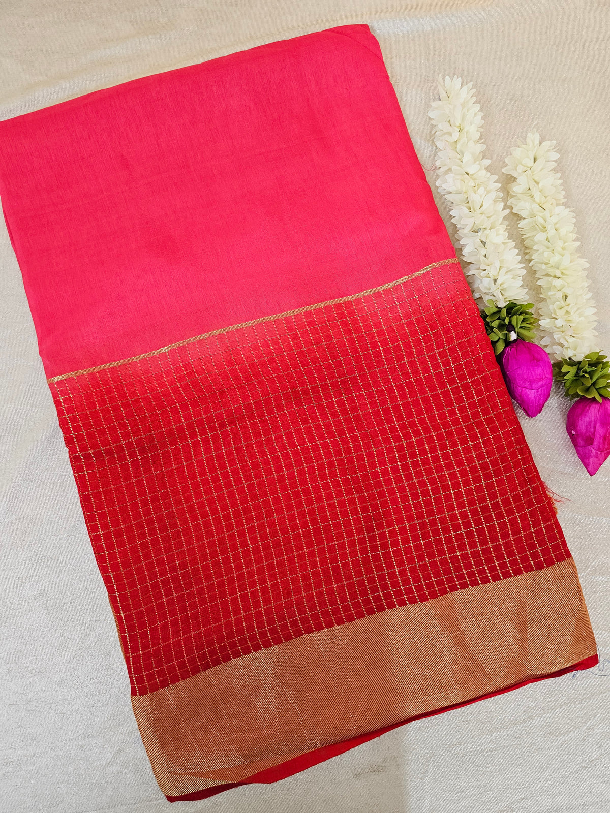 Semi Viscous Crepe Silk Saree - Red