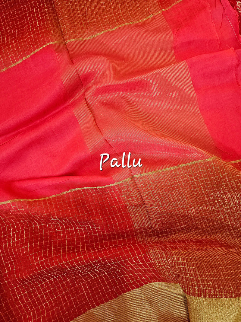 Semi Viscous Crepe Silk Saree - Red