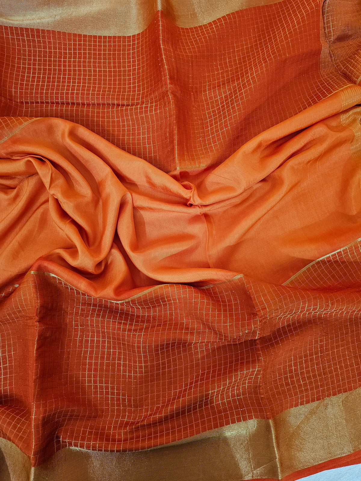 Semi Viscous Crepe Silk Saree - Orange