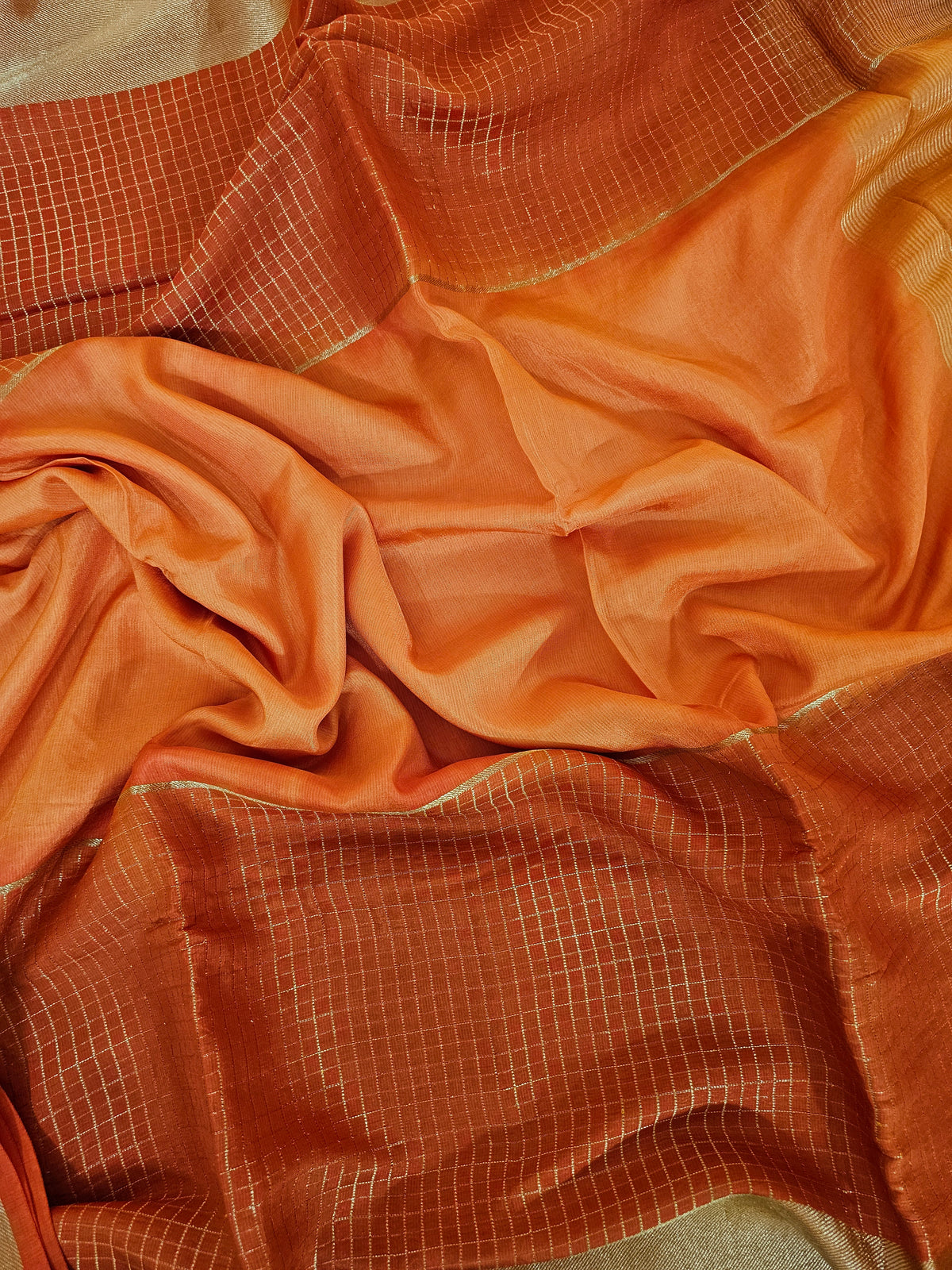 Semi Viscous Crepe Silk Saree - Orange