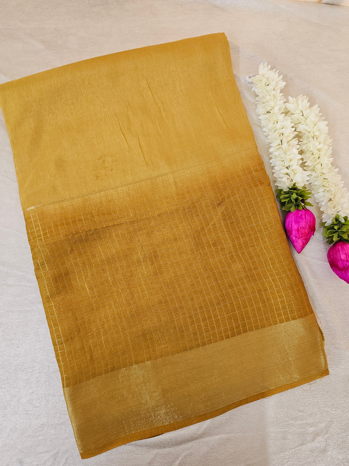 Semi Viscous Crepe Silk Saree - Mustard Yellow