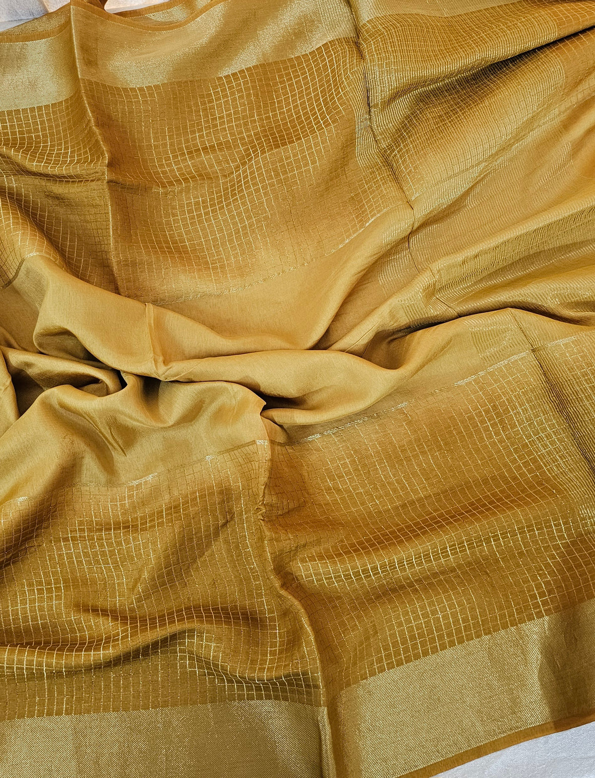 Semi Viscous Crepe Silk Saree - Mustard Yellow