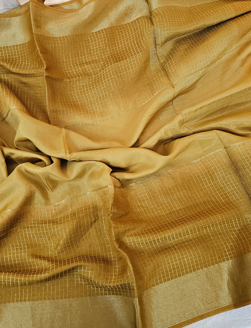 Semi Viscous Crepe Silk Saree - Mustard Yellow