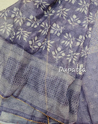 Chanderi with Heavy Neck Unstitched Salwar Suit  -  Purple