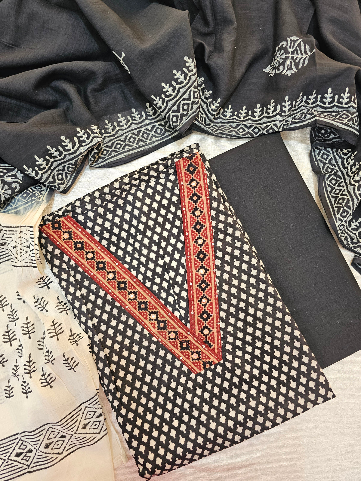 Pure Cotton -  Black with Maroon