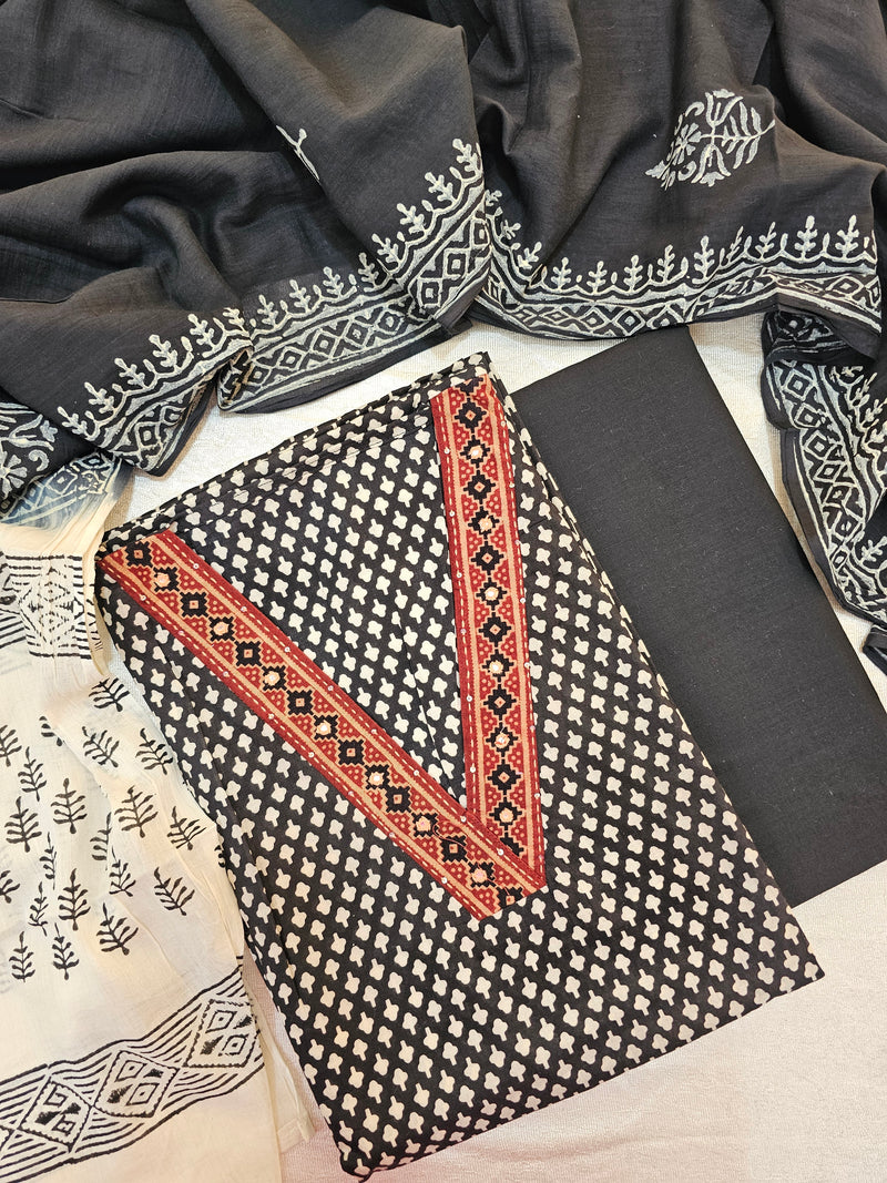 Pure Cotton -  Black with Maroon