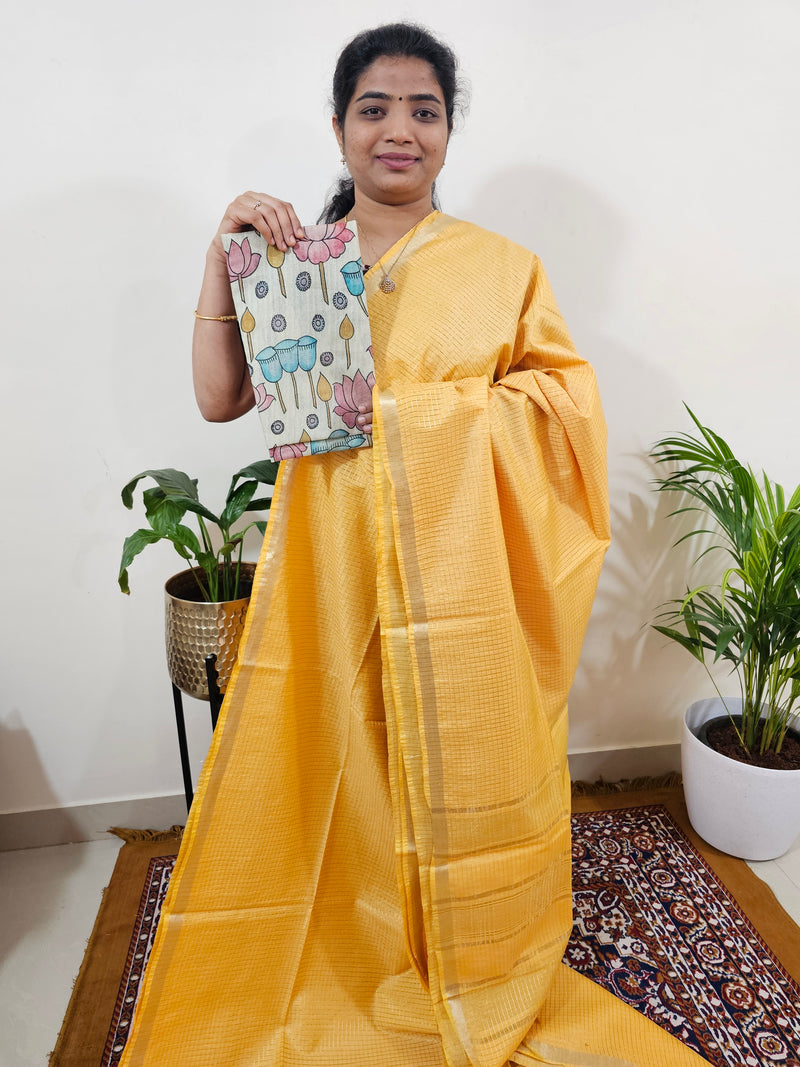 Pastel Bhagalpuri with Matching Blouse - Yellow